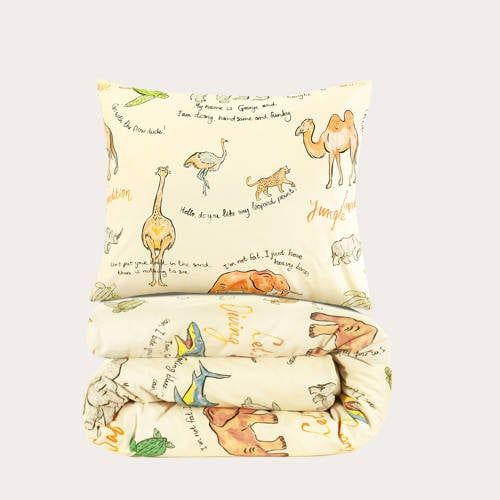 NOUS Kids katoenen dekbedovertrek 1 persoons (140x200 cm) Multi Dierenprint