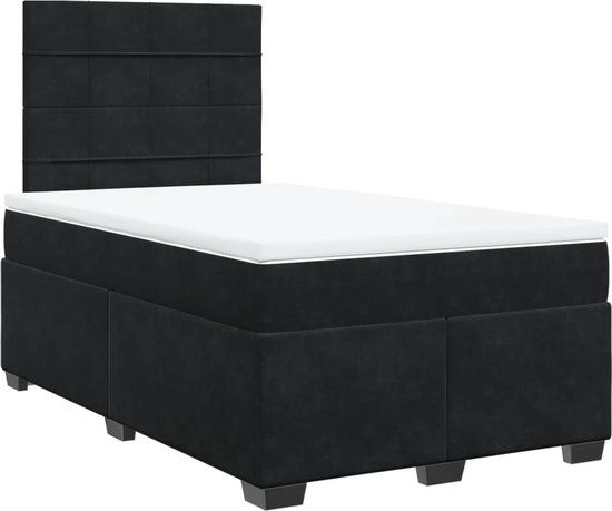 vidaXL Boxspring met matras fluweel zwart 120x200 cm