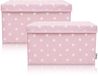 Merkloos Set van 2 opbergdozen voor kinderen, 37 x 25 x 21 cm, roze ster