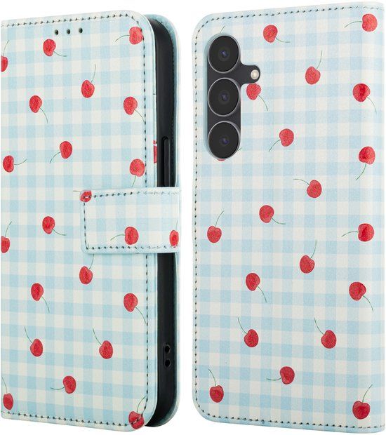 imoshion Hoesje - Geschikt voor Samsung Galaxy S25 FE - Design Bookcase smartphone - Cherry Check