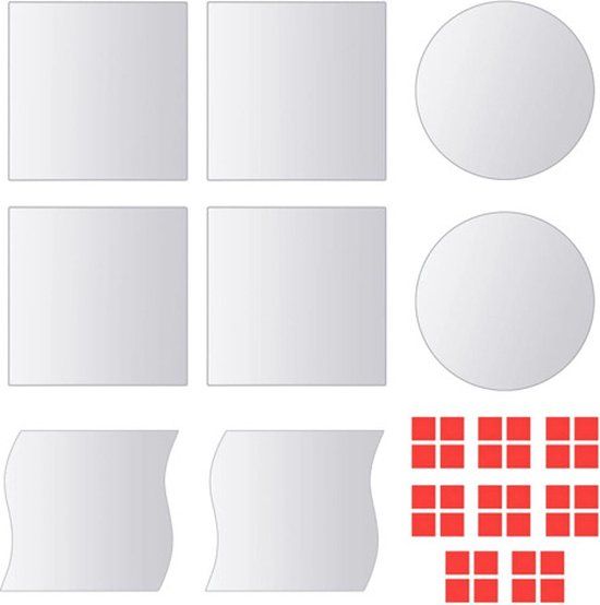 vidaXL Spiegeltegels 8 stuks Rechthoek Glas Zilver Modern