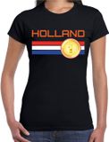 Bellatio Decorations Holland landen t-shirt met medaille en Nederlandse vlag - zwart - dames - L
