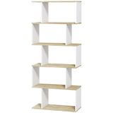 Homcom Boekenkast 70x29,5x163cm Naturel hout, Wit