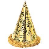 Widmann 7971B - Buon Anno kegelhoed met franje, unisex volwassene, nieuwjaar, hoogte 28 cm, goudkleur