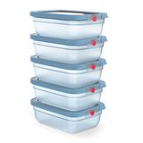 EMSA oneClick, Food Storage Container, 5-piece Meal Prep Set, Blue, 5x 1.20L