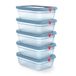 EMSA oneClick, Food Storage Container, 5-piece Meal Prep Set, Blue, 5x 1.20L