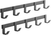 SOTECH set van 2 Blackline ALBA (klein) haakrails 450 mm met 5 haken zwart gepoedercoat Garderobehaken