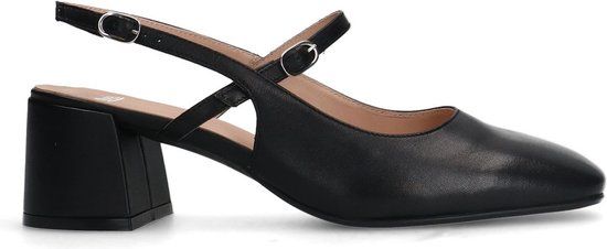 Manfield Dames Zwarte Leren Slingbacks Maat 38