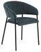 AC Design Furniture Anna Eetkamerstoelen, set van 2, zachte eetkamerstoelen met chenille-effect, keukenstoelen, lounge eetkamerstoelen met armleuningen, donkerblauwe gestoffeerde stoelen met zwarte metalen poten