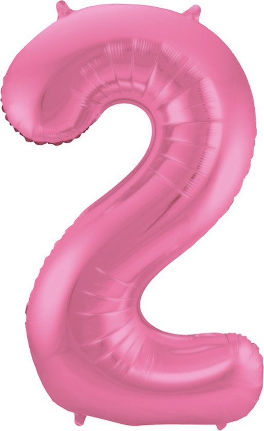 Folat Folieballon Cijfer 2 Roze Metallic Mat - 86 cm