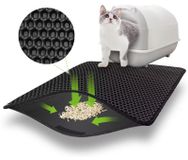 Merkloos Kattenbakmat Dubbel honingraat Waterdicht 60 x 45 cm Zwart