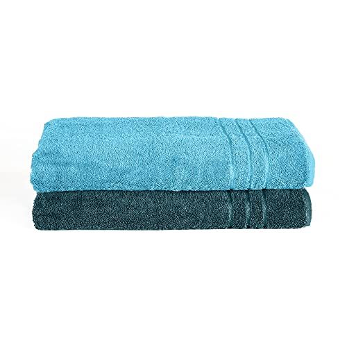 Komfortec Set van 2 saunahanddoeken - 80 x 200 cm - petrol/turquoise