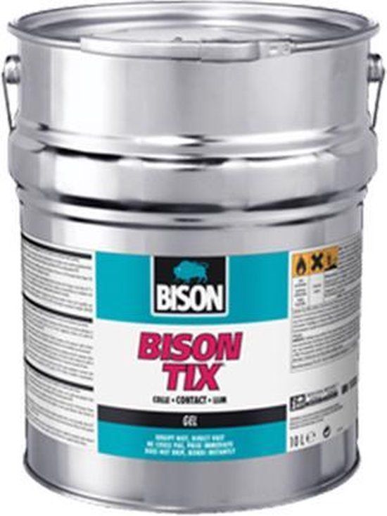 Bison Tix® blik 5 L. gelvormig, super sterk, universeel, contactlijm, waterdichte afwerking, eenvoudig in gebruik, geschikt voor ontelbare reparaties, makkelijk aan te brengen