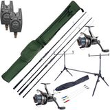 Ultimate Session Carp Set met hengels, molens, beetmelders, rod pod én foudraal!