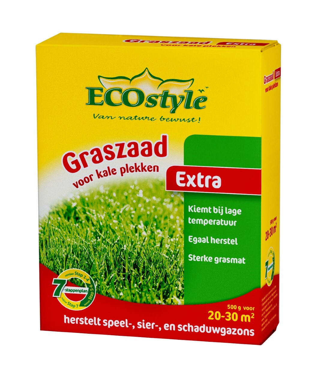 ECOSTYLE Graszaad-Extra - 500 g - voor het doorzaaien van kale plekken - 20 tot 40 m2 Zaai kale plekken in met Graszaad-Extra