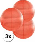 Merkloos 3 oranje lampionnen 35 cm