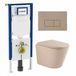 Geberit QeramiQ Dely Toiletset - 36.3x51.7cm - Geberit UP720 inbouwreservoir - rimless - diepspoel - 35mm zitting - softclose - bedieningsplaat taupe - rechthoekige knoppen - mat beige