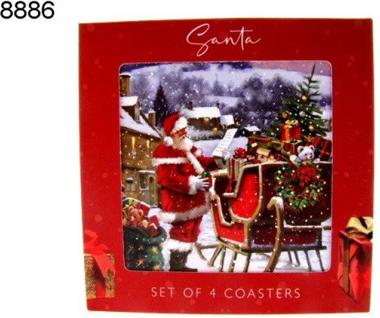 Lesser & Pavey Santa Onderzetters - Set van 4 - Multicolor