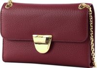 COCCINELLE Leren Portemonnee Schoudertas Coccinelle Ever Mini Bag Wallet Grained Leather Garnet Red