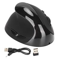 ciciglow Linkshandige Muis, Draadloze 2.4G USB Ergonomische Verticale Linkerhandmuis Oplaadbare Muis met 3 Niveaus DPI voor Windows, Linux, Android - Zwart