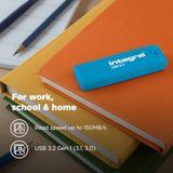 Integral Neon-C 32 GB USB 3.2 Gen 1 Flash Drive - High-Speed Type-C/USB 3.1/3.0, NEON Blue
