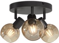HOFTRONIC Glazura LED Plafondlamp rond - Glazen Bollen - Amberkleurig Glas - 3 spots (excl.) - E14 fitting - Amber - IP20 - Plafondlamp Rookglas - Afzonderlijk kantelbaar & draaibaar - 2 jaar garantie