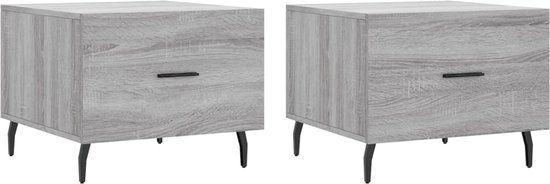 vidaXL Salontafels 2 stuks 50x50x40 cm Bewerkt Hout Grijs Sonoma Eiken
