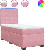 vidaXL Boxspringbed met matras, roze, 100x200 cm, fluweel