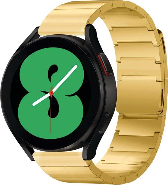 Selencia Stalen magnetisch 20 mm bandje - Goud - Geschikt voor Samsung Galaxy Watch 6 (Classic) / 5 (Pro) / 4 (Classic) / 3 - Garmin Venu / 2 plus / Sq - Forerunner 245 / 55 - One size