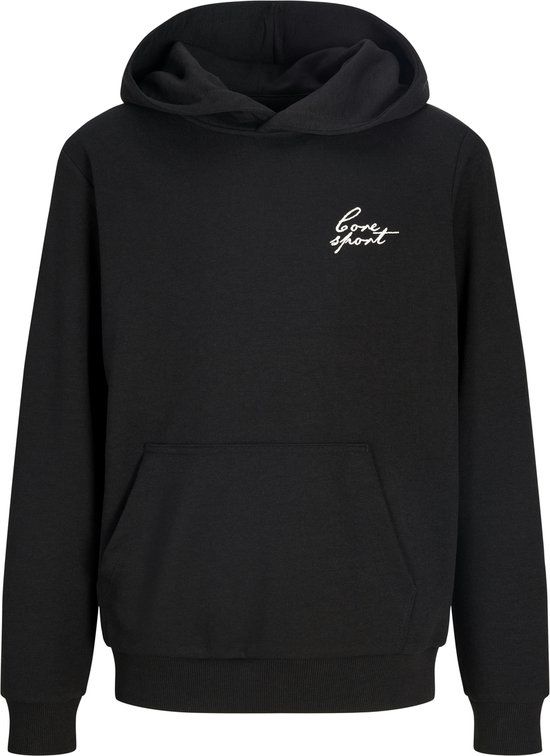 JACK&JONES Jongens Sweater JCODUST SCRIPT SWEAT HOOD SA26 UNB JNR - Maat 152 - Katoen/Polyester - Zwart