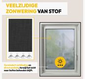 VLG Fix Simple Stof Zonnewering - Schaduwdoek - 100 x 150 cm - Raam Zonnescherm met 6 Zuignappen