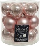 Decoris Kleine kerstballen - 18x st - lichtroze - D4 cm - glas