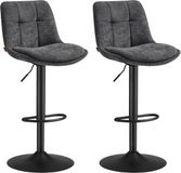 VASAGLE Set de 2 tabourets de bar, réglable en hauteur, pivotant avec dossier et repose-pieds, gris