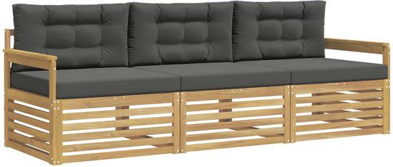 vidaXL Buiten bankenset 3-zits Wit en antracietkleurig Polyester