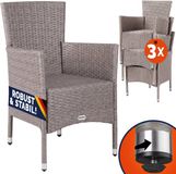 Casaria Polyrotan Tuinstoelen - 3 Stuks Stapelbaar - Creme