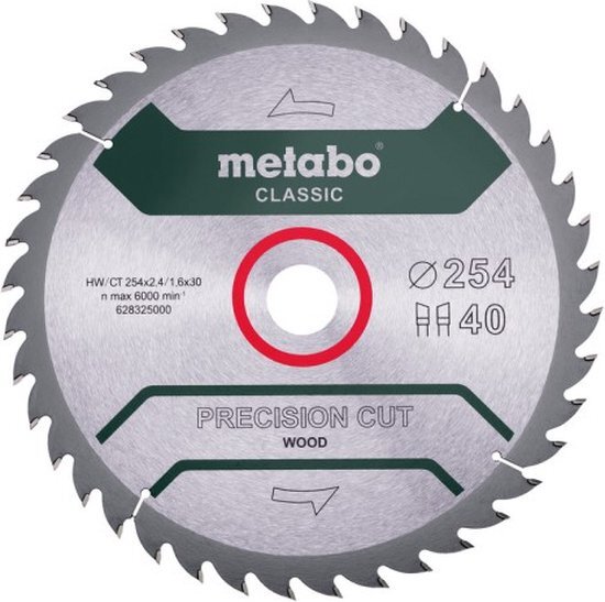 Metabo Cirkelzaagblad | Precision Cut Classic | 254x30mm | Z40 WZ 20&#176;