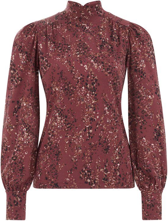 WE Fashion Dames top met print - Burgundy red - 3XL
