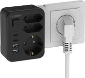 Multiprise 7-en-1 avec 4 USB - Multiprise avec interrupteur - Noir