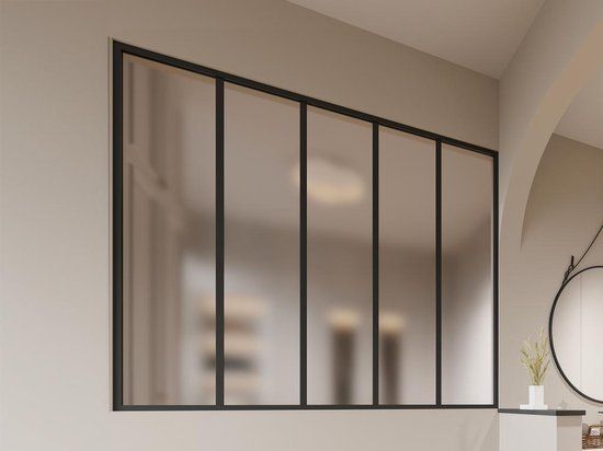 Glasraam werkplaatsstijl - 150 x 130 cm - Zwart - BAYVIEW