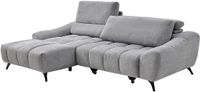 Vente-unique Relax hoekbank met hoek links met verschuifbare zitting in grijze stof ELOSIA