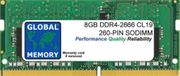 GLOBAL MEMORY 8 Go DDR4 2666 MHz PC4-21300 260 broches SODIMM Mémoire Vive pour ordinateurs portables
