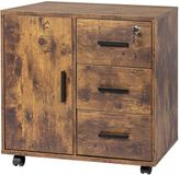 Merkloos Ladeblok bureau - 57x60x40 cm - op wielen - met slot - bruin