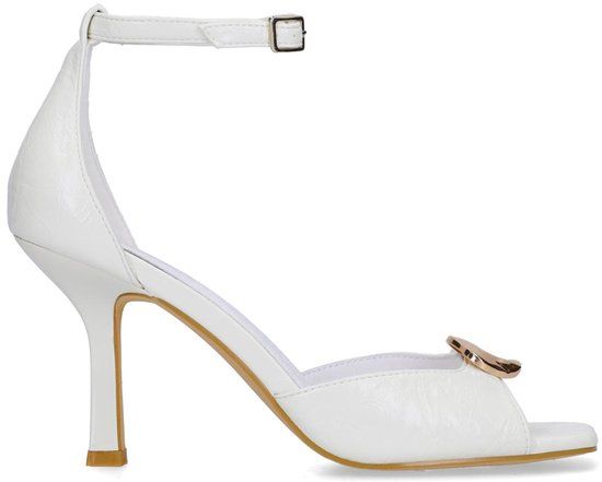 Sacha - Dames - Witte leren sandalen met hak - Maat 36