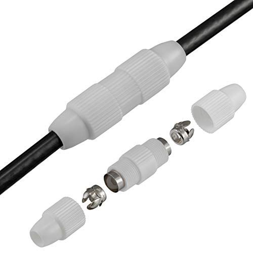 HB-DIGITAL Coaxiale kabel of antennekabel connector demonteerbaar IEC koppeling coax verlenging antennes verbindingsstuk kabel schroefverbinding satelliet televisie wit met vernikkelde contacten