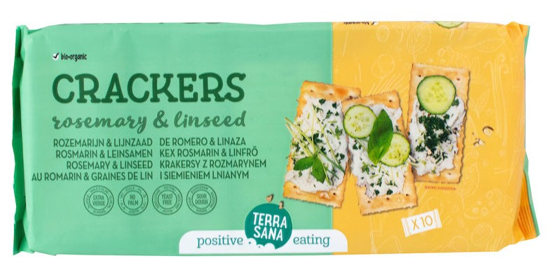 TerraSana TerraSana Crackers Rozemarijn & Lijnzaad