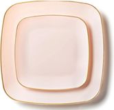 Decorline - 32 Premium herbruikbare kunststof Party set - Roos met Goud Rand-Square Collectie