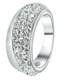 Lucardi Dames Ring met kristal - Ring - Cadeau - Staal - Zilverkleurig
