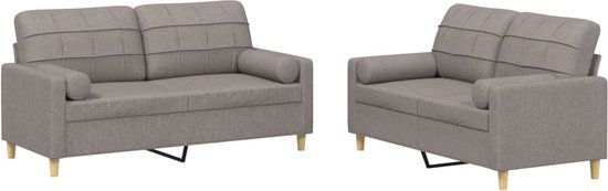 VidaXL 2-delige Loungeset met kussens stof taupe