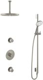 Hotbath Buddy - Inbouw Regendoucheset - 2 Stopkranen - Thermostatisch - Plafondbuis 15 cm - Hoofddouche 300 mm - Ronde Handdouche 3 Standen - Glijstang 900 mm - Waterbesparend - V02