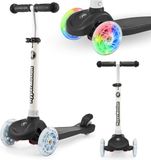 HyperMotion TRINGO Kinder Step met LED Wielen 3-8 Jaar - Verstelbare Balansstep - Antislip Deck - Kinderstep met 3 Wielen - Max. 50 kg - Zwart